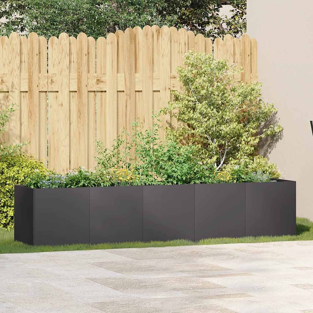 vidaXL Jardinier negru 200x40x40 cm Oțel laminat la rece