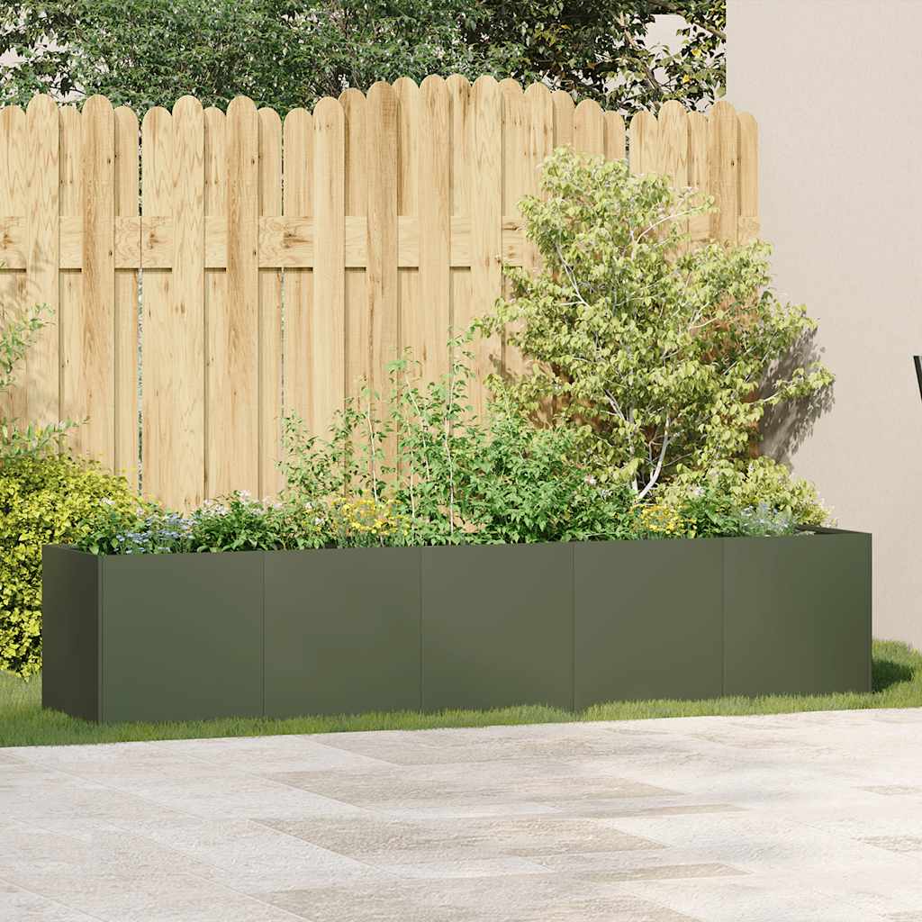 vidaXL Jardinieră verde măsline 200x40x40 cm oțel laminat la rece vidaXL Jardinieră verde măsline 200x40x40 cm oțel laminat la rece
