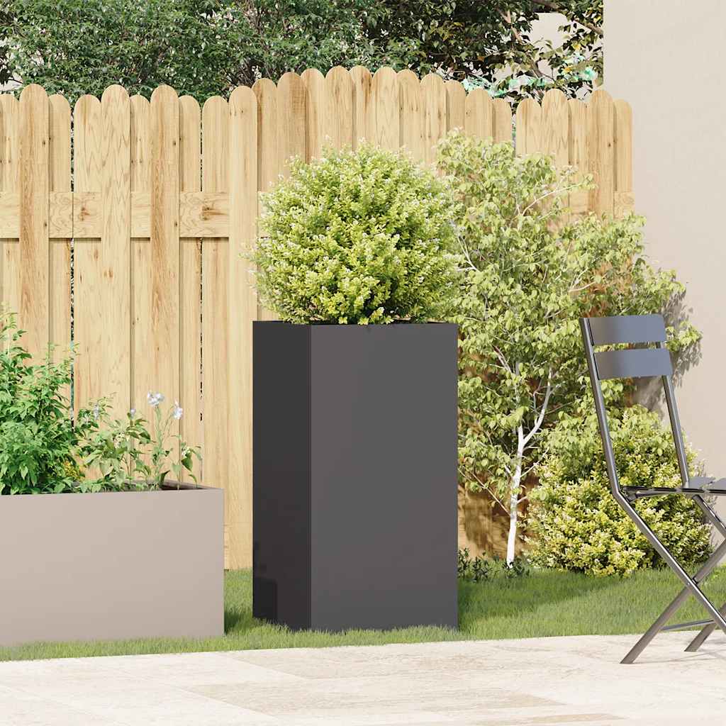 vidaXL Jardinier negru 40x40x80 cm Oțel laminat la rece