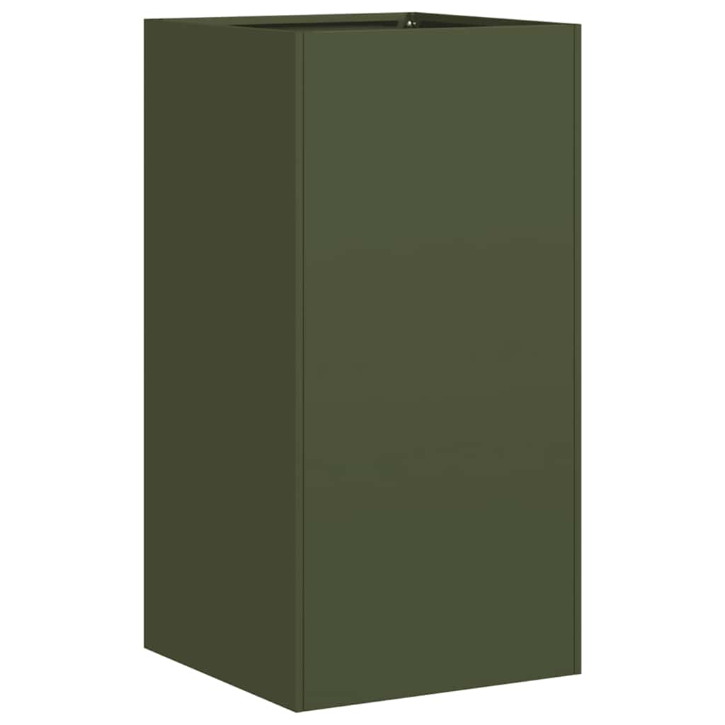 vidaXL Jardinieră verde măsline 40x40x80 cm oțel laminat la rece