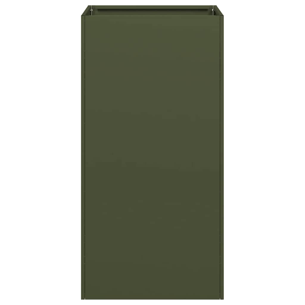 vidaXL Jardinieră verde măsline 40x40x80 cm oțel laminat la rece