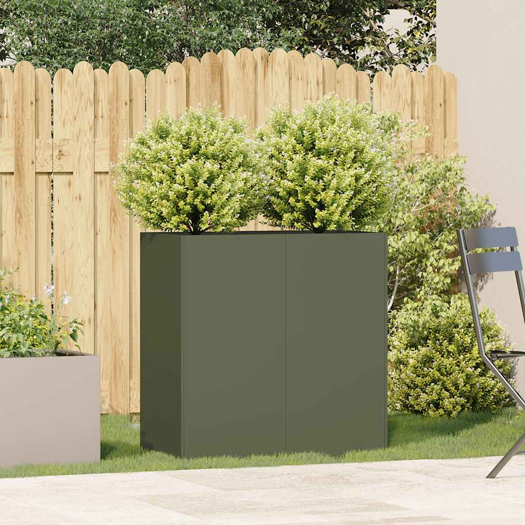 vidaXL Jardinieră verde măsline 80x40x80 cm oțel laminat la rece vidaXL Jardinieră verde măsline 80x40x80 cm oțel laminat la rece