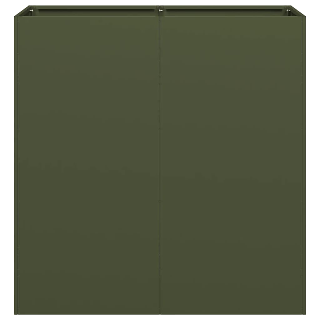 vidaXL Jardinieră verde măsline 80x40x80 cm oțel laminat la rece vidaXL Jardinieră verde măsline 80x40x80 cm oțel laminat la rece