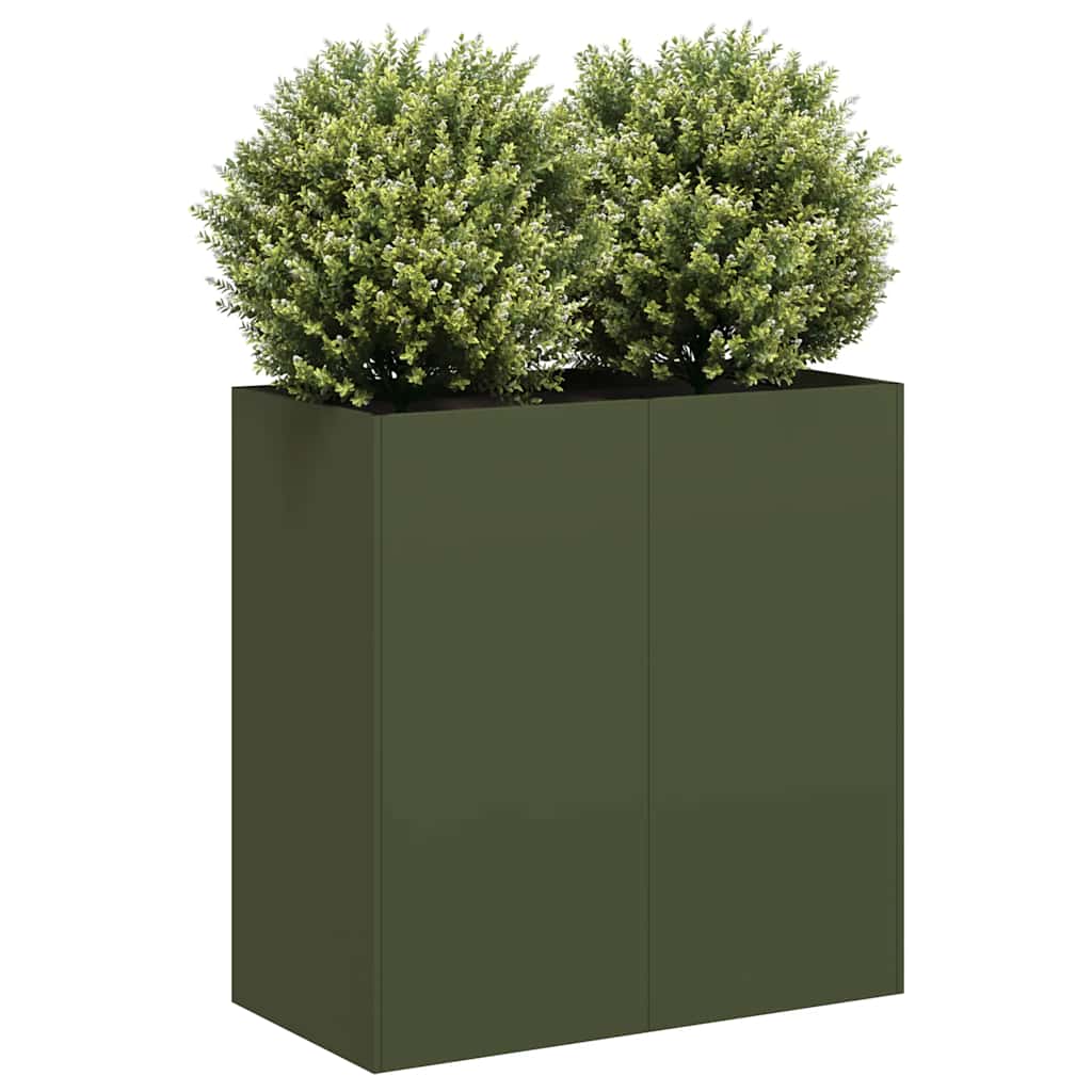 vidaXL Jardinieră verde măsline 80x40x80 cm oțel laminat la rece vidaXL Jardinieră verde măsline 80x40x80 cm oțel laminat la rece