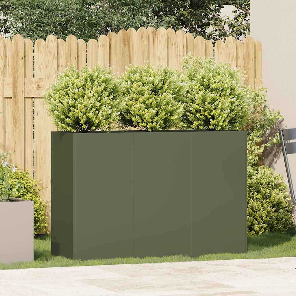 vidaXL Jardinieră verde măsline 120x40x80 cm oțel laminat la rece vidaXL Jardinieră verde măsline 120x40x80 cm oțel laminat la rece