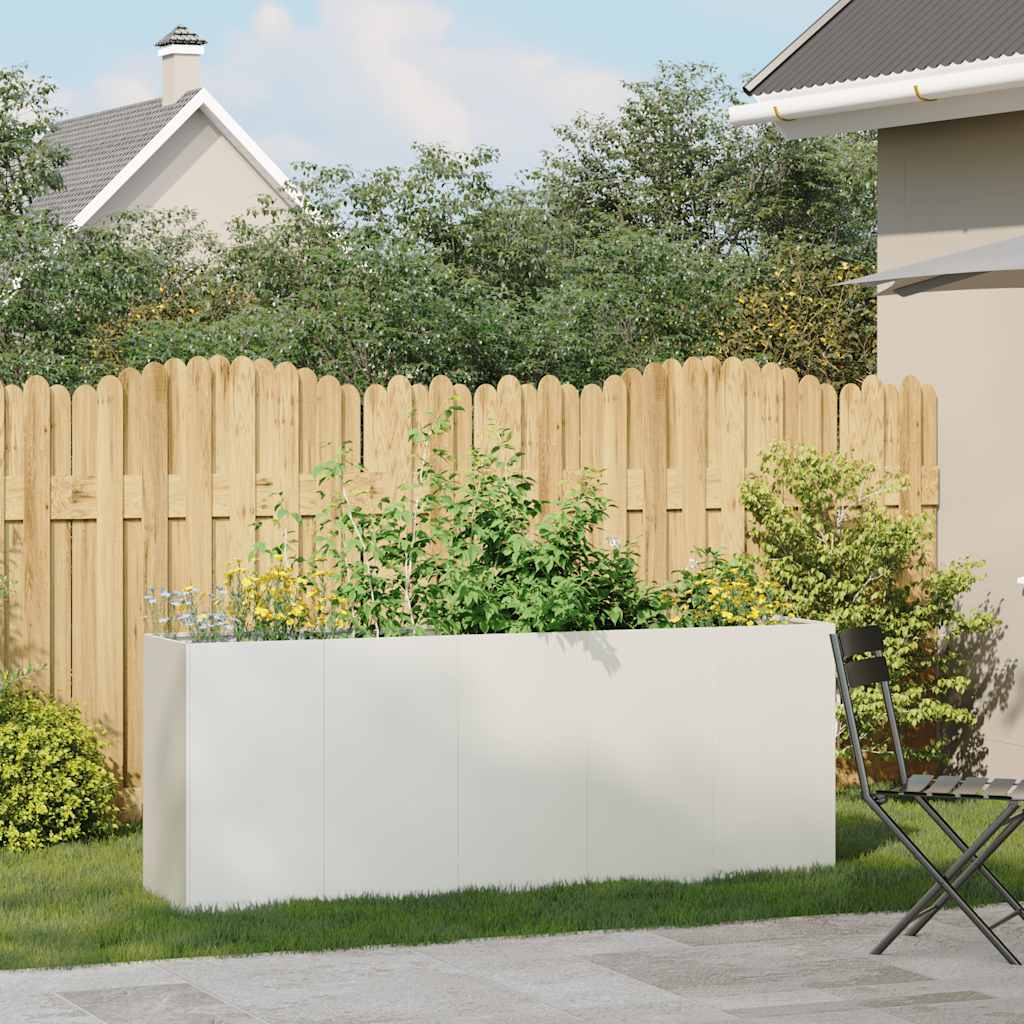 vidaXL Jardinier alb 200x40x80 cm Oțel laminat la rece