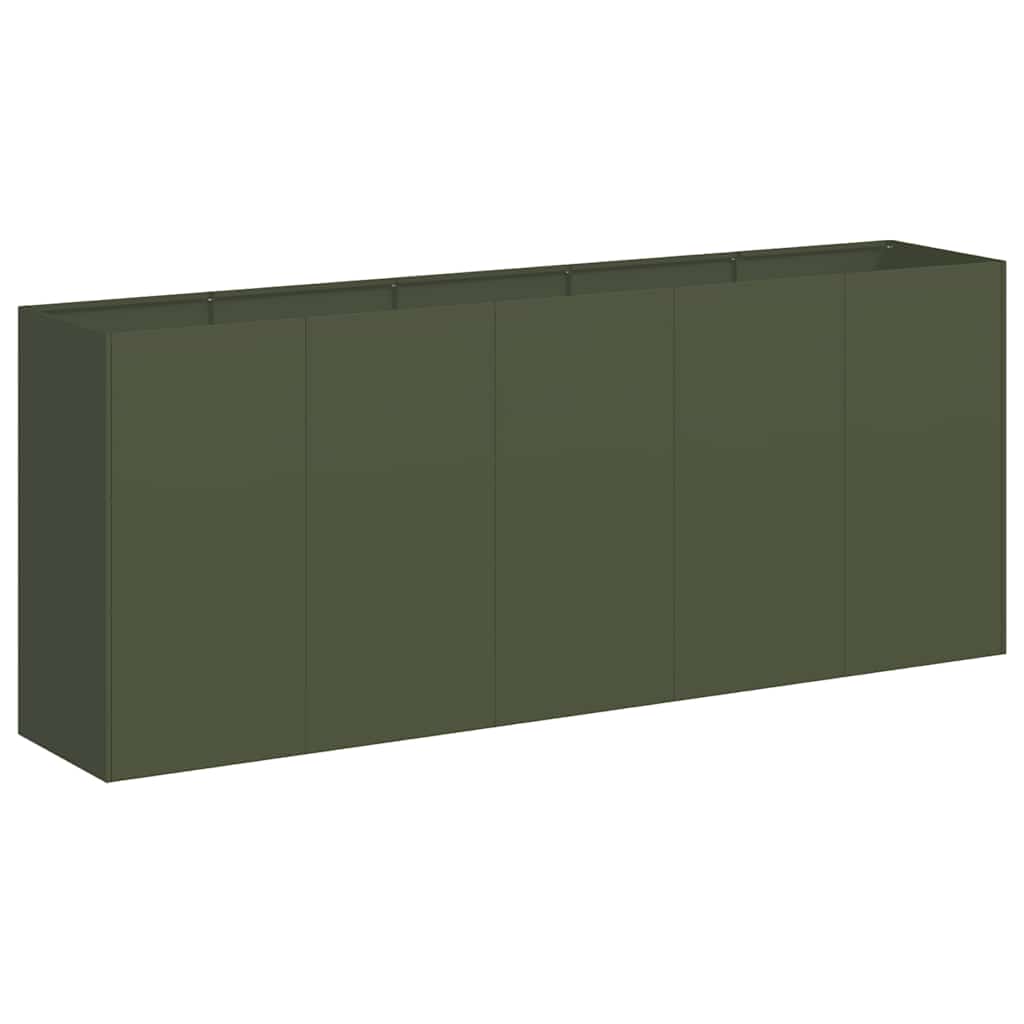 vidaXL Jardinieră verde măsline 200x40x80 cm oțel laminat la rece