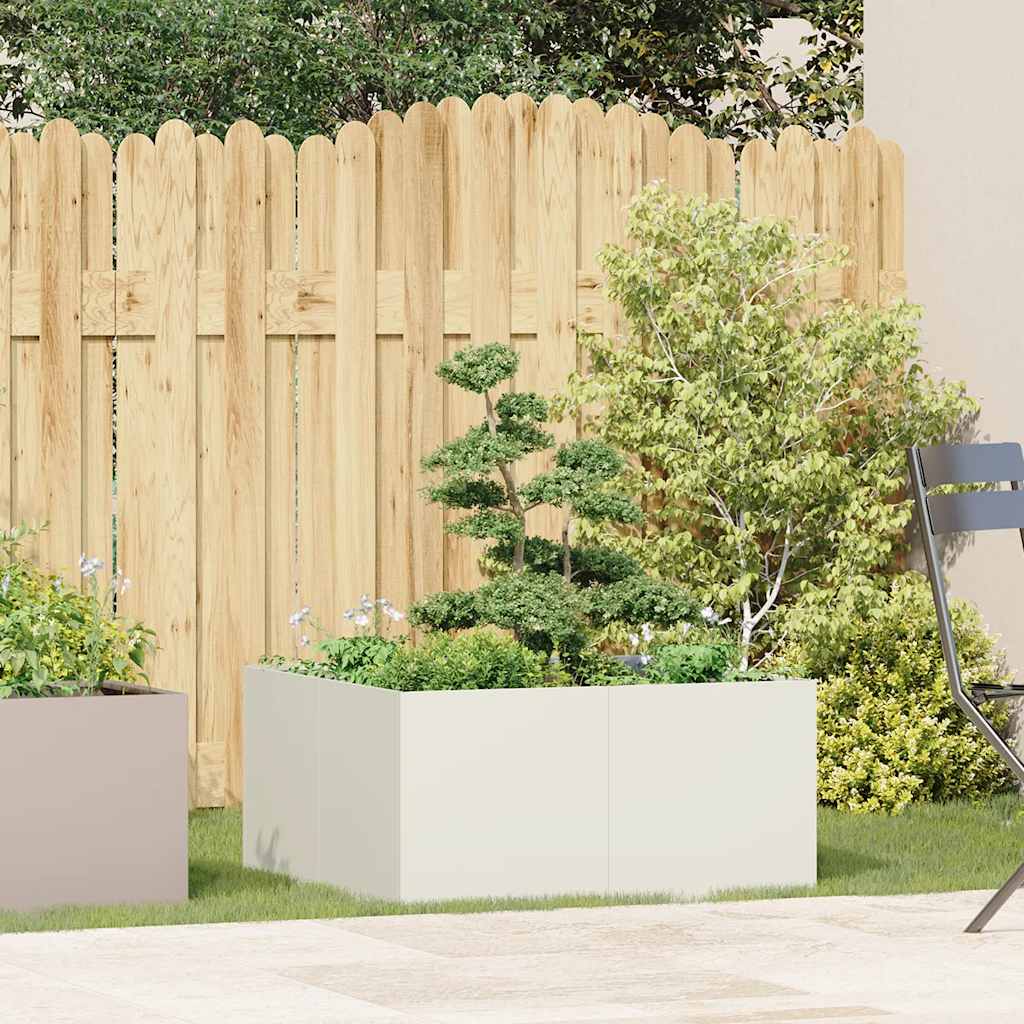 vidaXL Jardinieră alb 80x80x40 cm Oțel laminat la rece vidaXL Jardinieră alb 80x80x40 cm Oțel laminat la rece