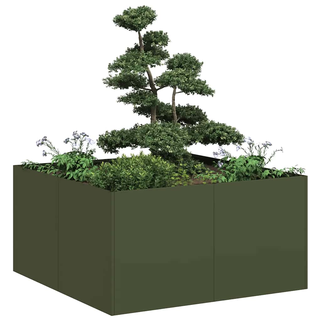 vidaXL Jardinieră verde măsline 80x80x40 cm oțel laminat la rece vidaXL Jardinieră verde măsline 80x80x40 cm oțel laminat la rece