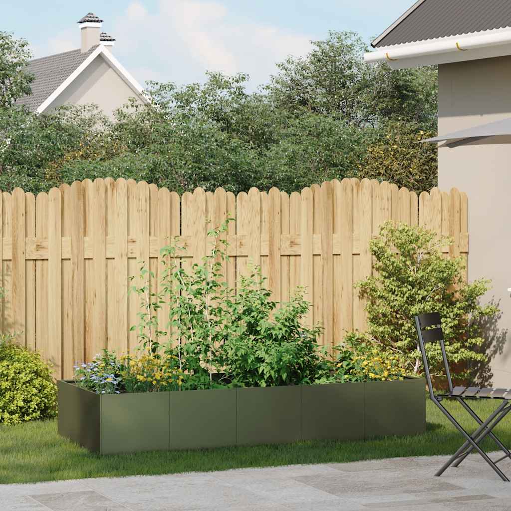vidaXL Jardinieră, verde măsliniu, 200x80x40 cm, oțel