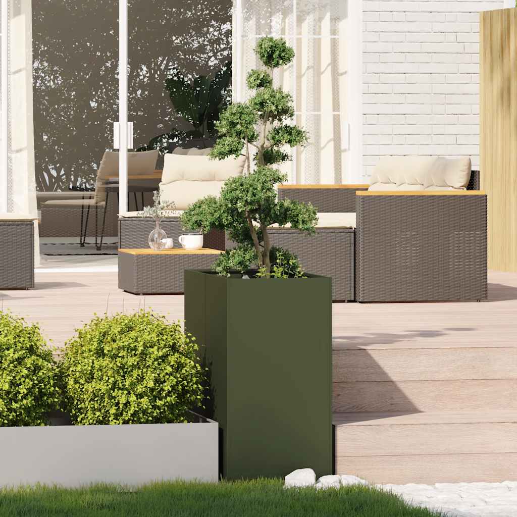 vidaXL Jardinieră verde măsline 40x80x80 cm oțel vidaXL Jardinieră verde măsline 40x80x80 cm oțel