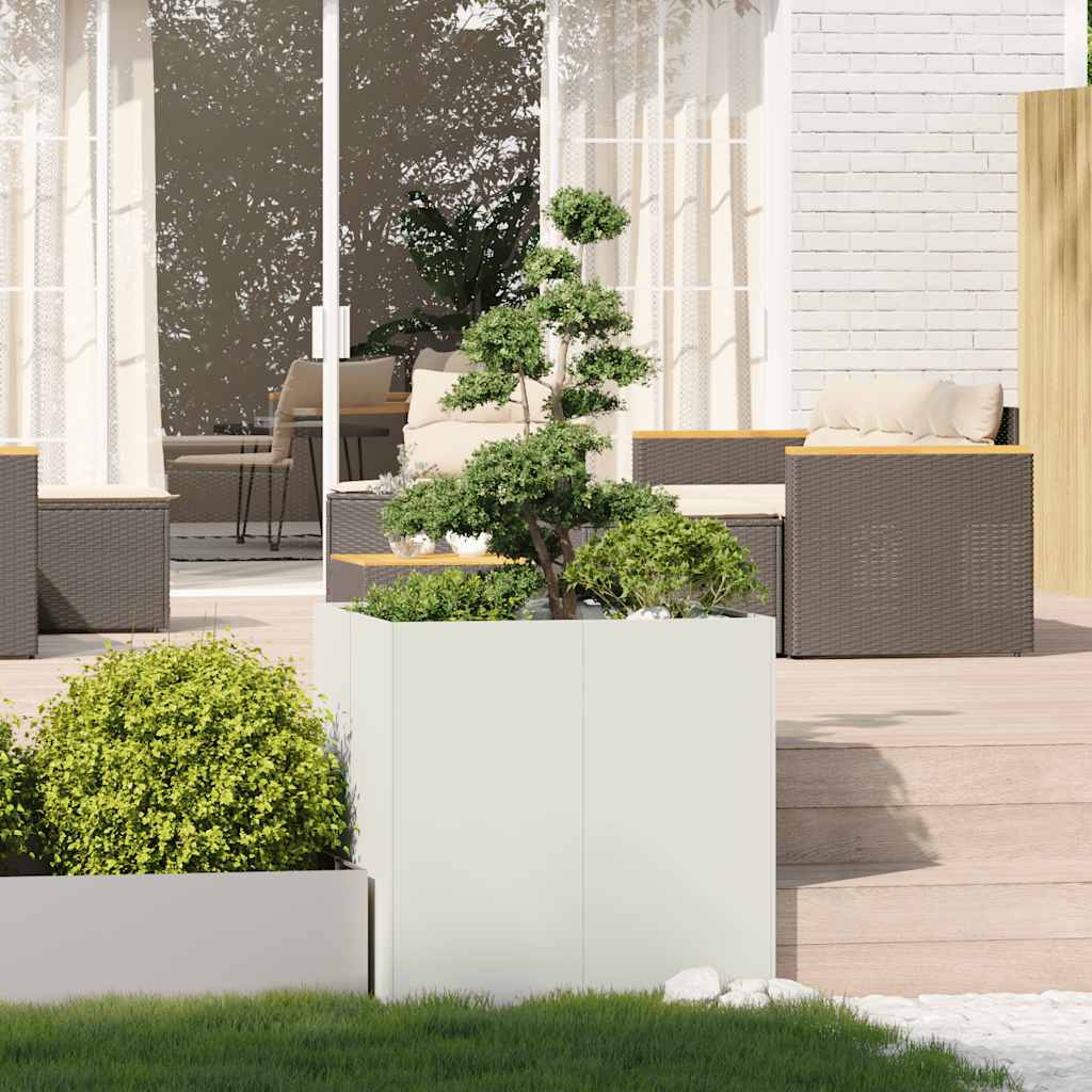 vidaXL Jardinieră alb 80x80x80 cm oțel vidaXL Jardinieră alb 80x80x80 cm oțel