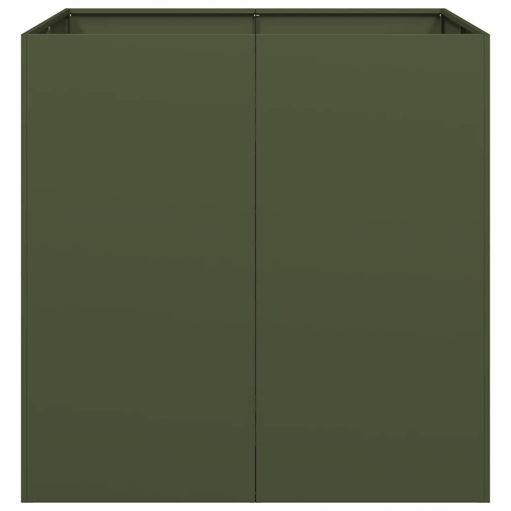 vidaXL Jardinieră verde măsline 80x80x80 cm oțel vidaXL Jardinieră verde măsline 80x80x80 cm oțel