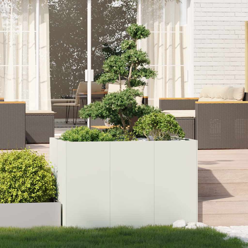 vidaXL Jardinieră, alb, 120x80x80 cm, oțel vidaXL Jardinieră, alb, 120x80x80 cm, oțel