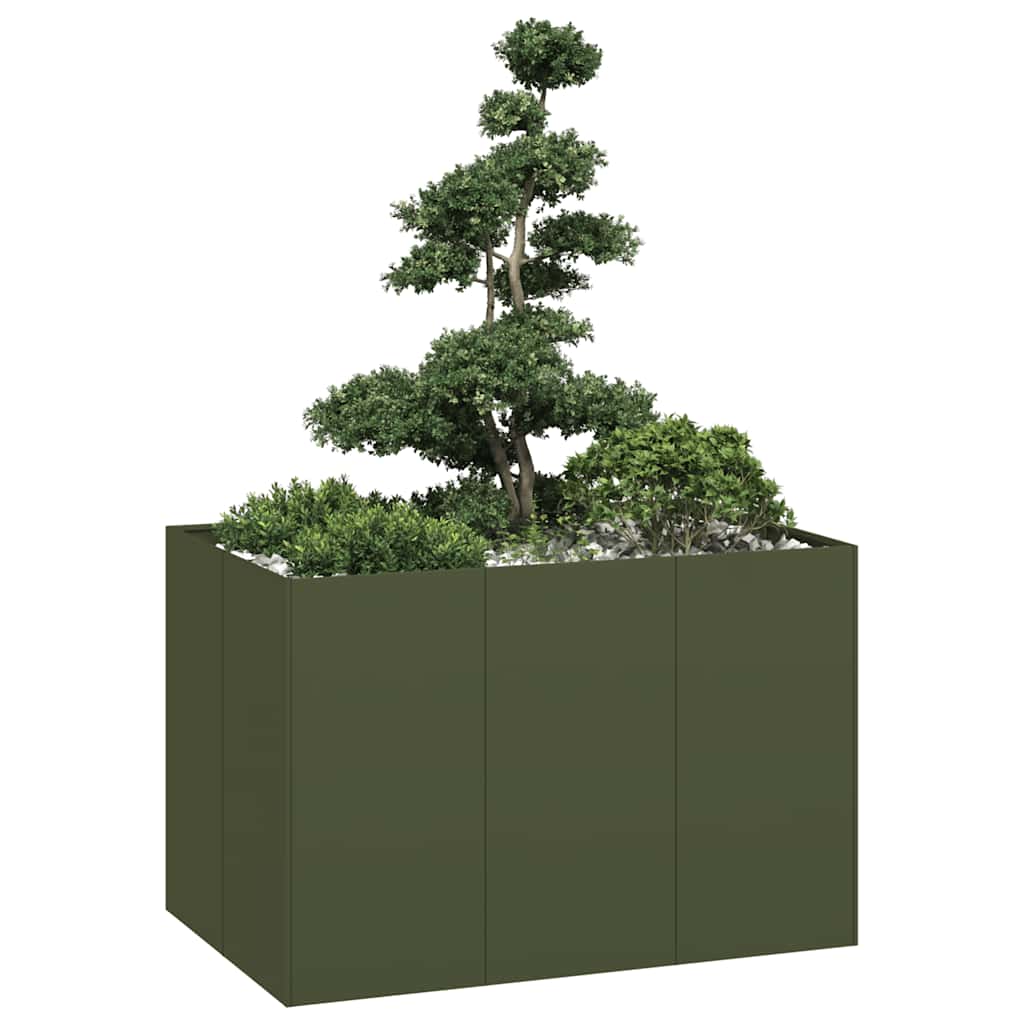vidaXL Jardinieră, verde măsliniu, 120x80x80 cm, oțel vidaXL Jardinieră, verde măsliniu, 120x80x80 cm, oțel