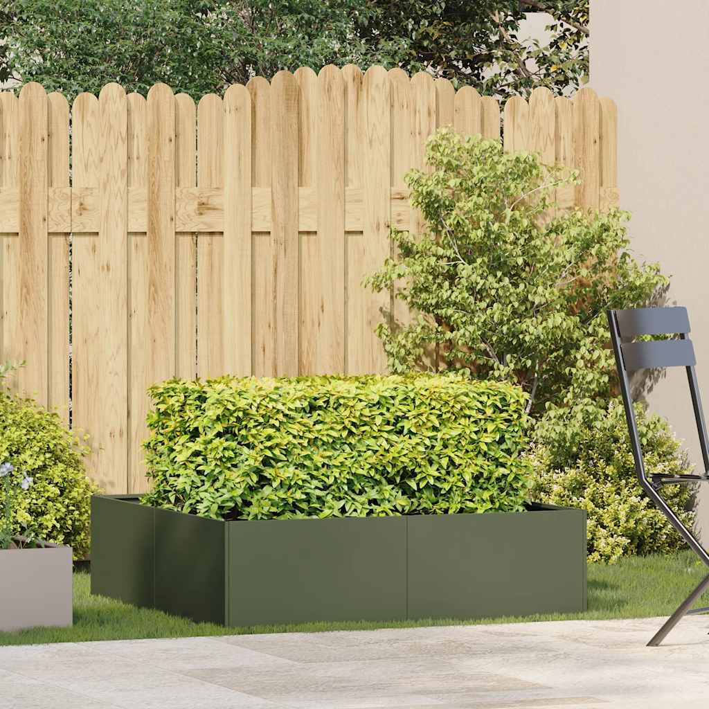 vidaXL Jardinieră verde măsline 100x100x30 cm oțel vidaXL Jardinieră verde măsline 100x100x30 cm oțel