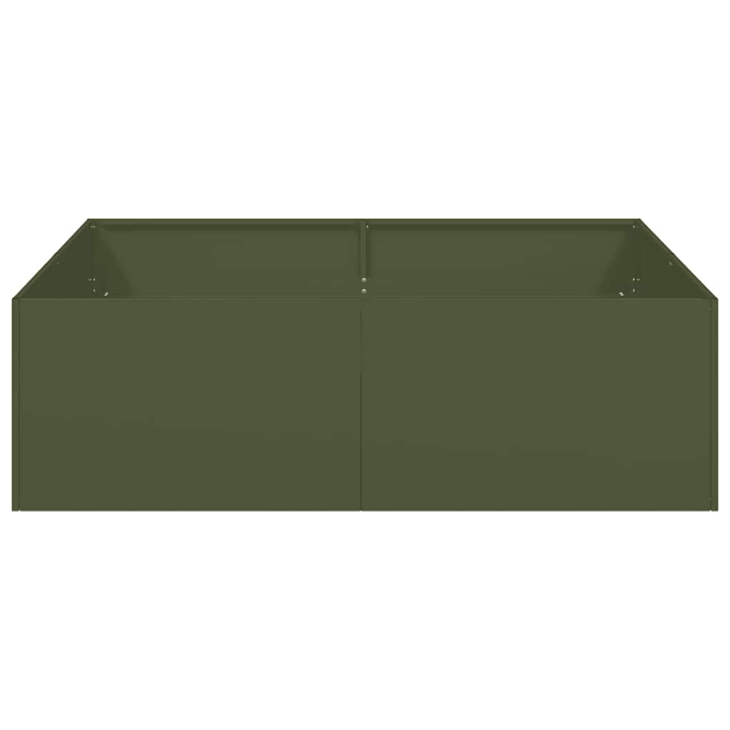 vidaXL Jardinieră verde măsline 100x100x30 cm oțel vidaXL Jardinieră verde măsline 100x100x30 cm oțel
