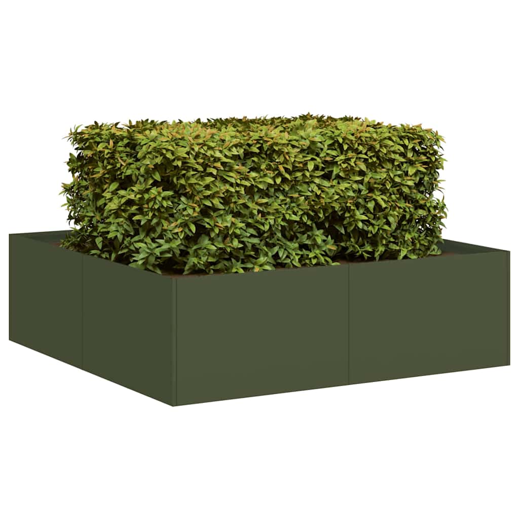vidaXL Jardinieră verde măsline 100x100x30 cm oțel vidaXL Jardinieră verde măsline 100x100x30 cm oțel
