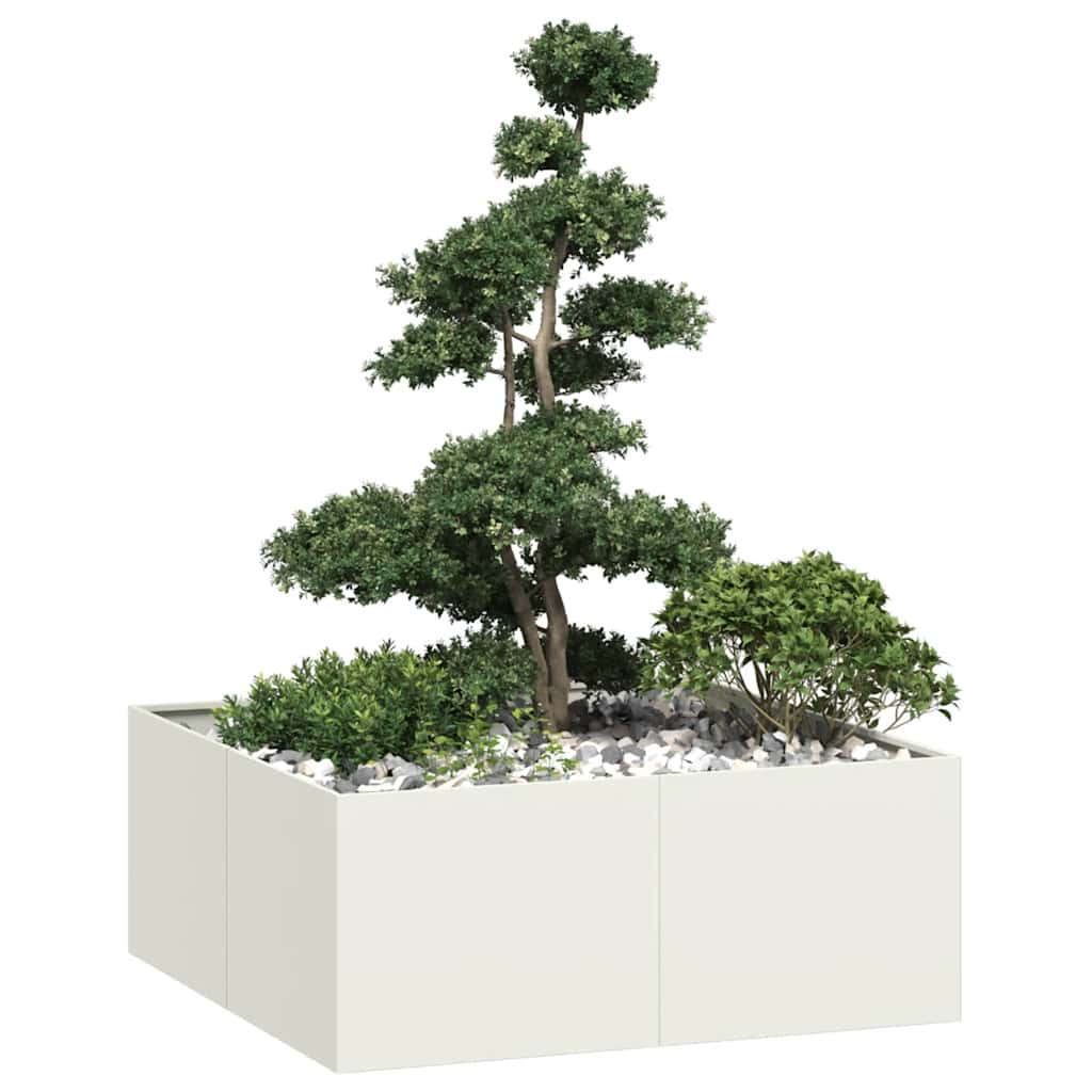 vidaXL Jardinieră alb 100x100x40 cm oțel vidaXL Jardinieră alb 100x100x40 cm oțel