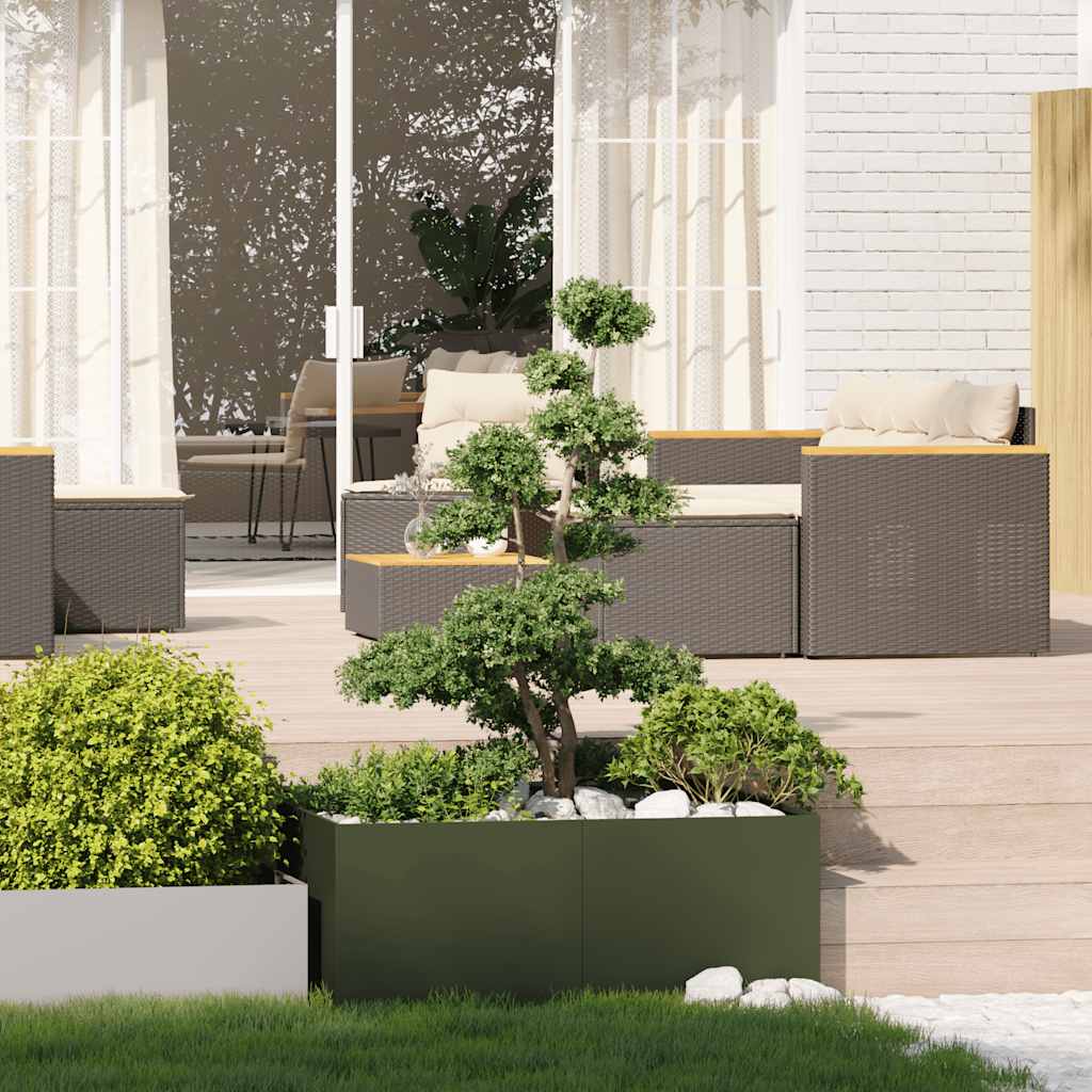 vidaXL Jardinieră verde măsline 100x100x40 cm oțel