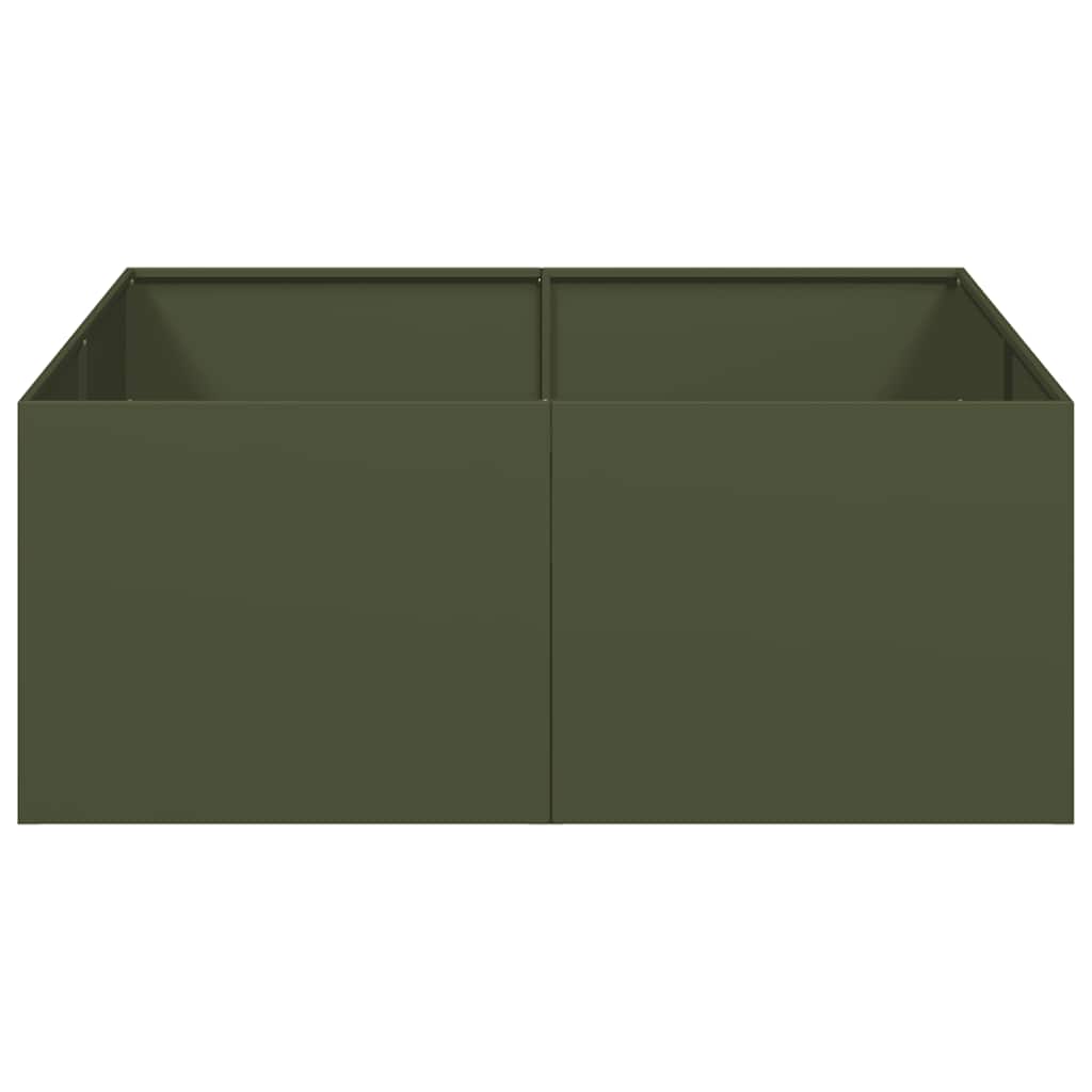 vidaXL Jardinieră verde măsline 100x100x40 cm oțel