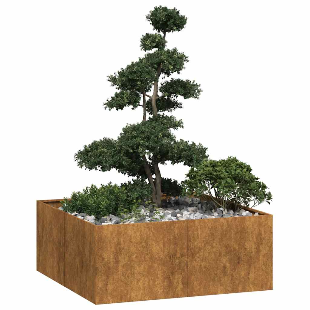 vidaXL Jardinieră Rusty 100x100x40 cm Oțel pentru intemperii vidaXL Jardinieră Rusty 100x100x40 cm Oțel pentru intemperii