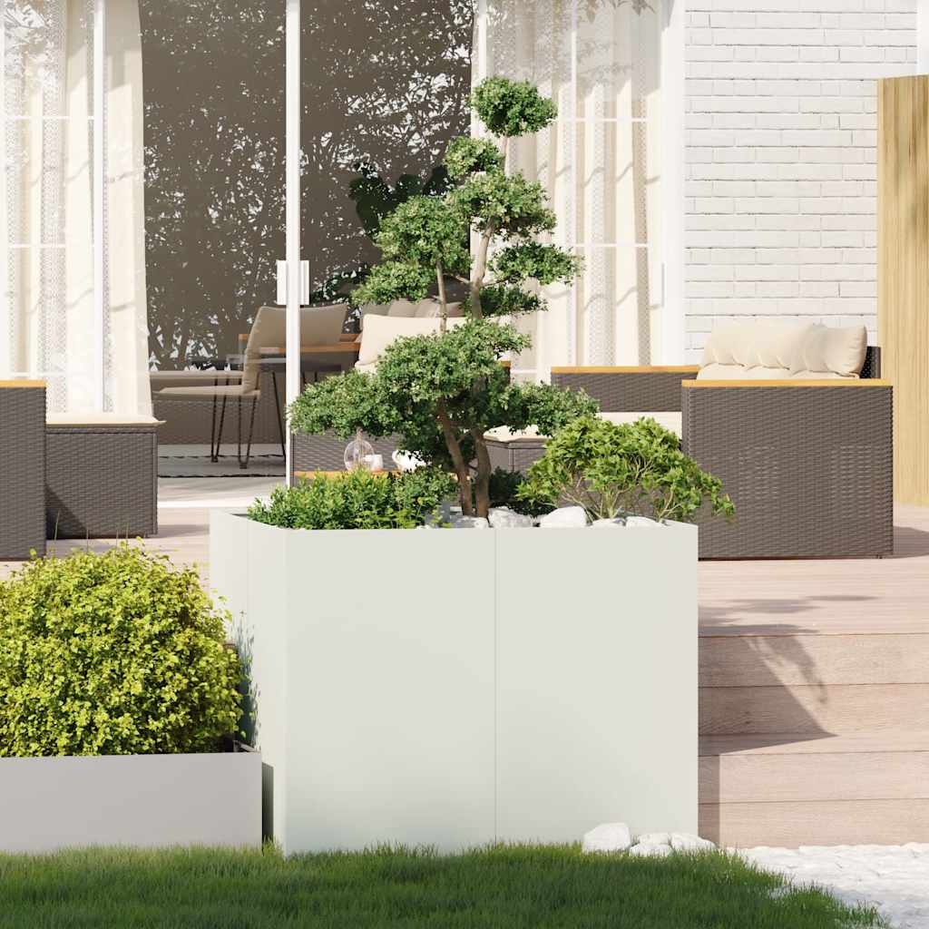 vidaXL Jardinieră alb 100x100x80 cm oțel vidaXL Jardinieră alb 100x100x80 cm oțel