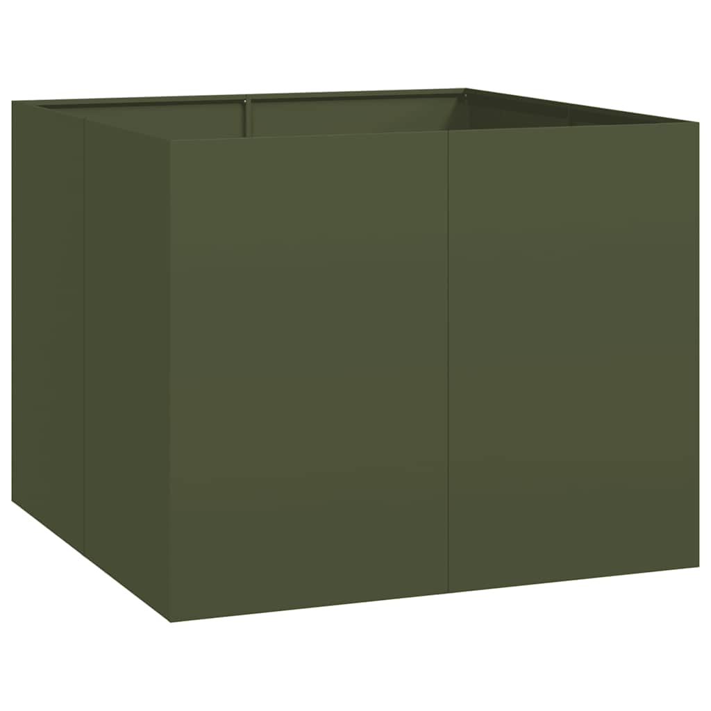 vidaXL Jardinieră verde măsline 100x100x80 cm oțel vidaXL Jardinieră verde măsline 100x100x80 cm oțel