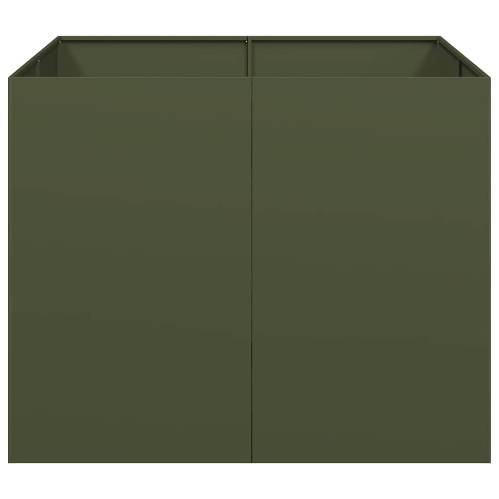 vidaXL Jardinieră verde măsline 100x100x80 cm oțel vidaXL Jardinieră verde măsline 100x100x80 cm oțel
