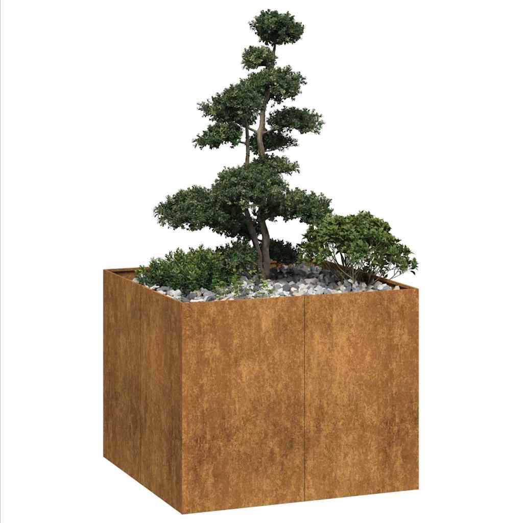 vidaXL Jardinieră Rusty 100x100x80 cm Oțel pentru intemperii vidaXL Jardinieră Rusty 100x100x80 cm Oțel pentru intemperii