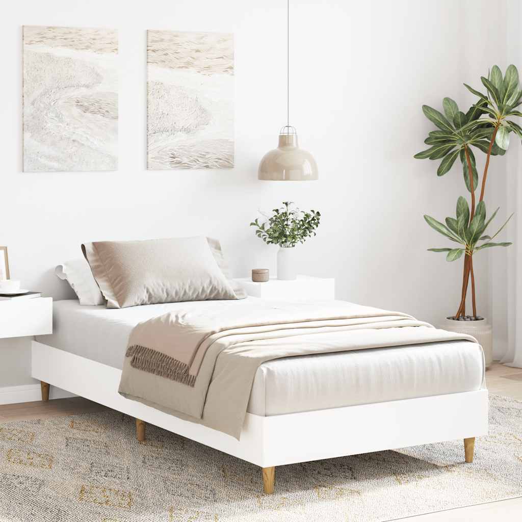 vidaXL Cadru de pat fără saltea, alb, 100x200 cm, lemn prelucrat