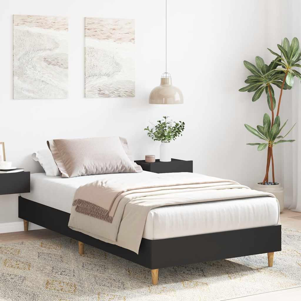 vidaXL Cadru de pat fără saltea, negru, 100x200 cm, lemn prelucrat