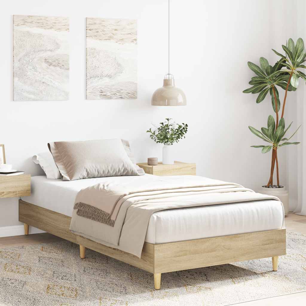 vidaXL Cadru de pat fără saltea Stejar Sonoma 100x200cm Lemn prelucrat vidaXL Cadru de pat fără saltea Stejar Sonoma 100x200cm Lemn prelucrat