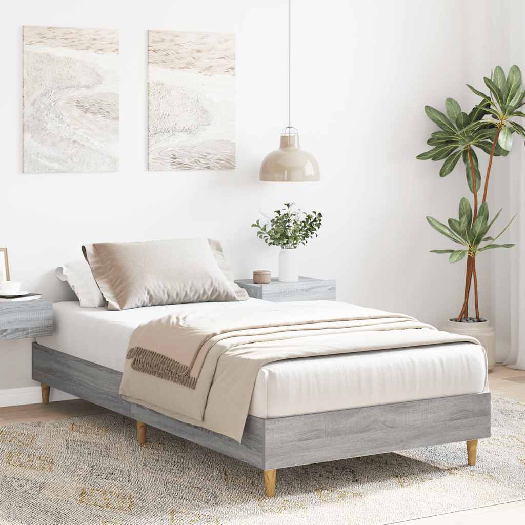 vidaXL Cadru de pat fără saltea Gri Sonoma 100x200 cm lemn prelucrat vidaXL Cadru de pat fără saltea Gri Sonoma 100x200 cm lemn prelucrat