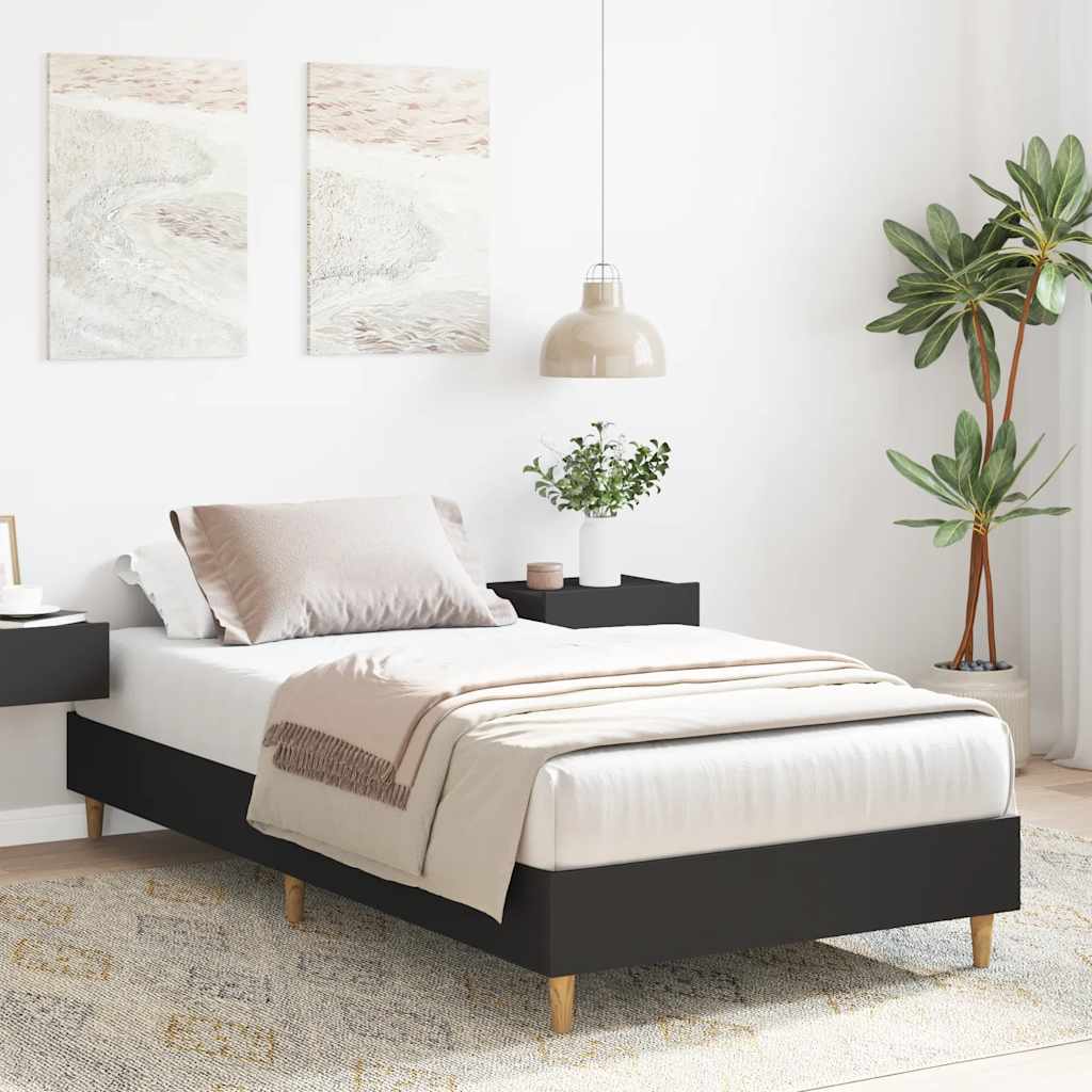 vidaXL Cadru de pat fără saltea, negru, 90x200 cm, lemn prelucrat vidaXL Cadru de pat fără saltea, negru, 90x200 cm, lemn prelucrat