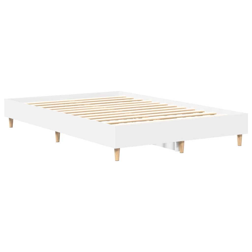 vidaXL Cadru de pat fără saltea, alb, 140x190 cm, lemn prelucrat