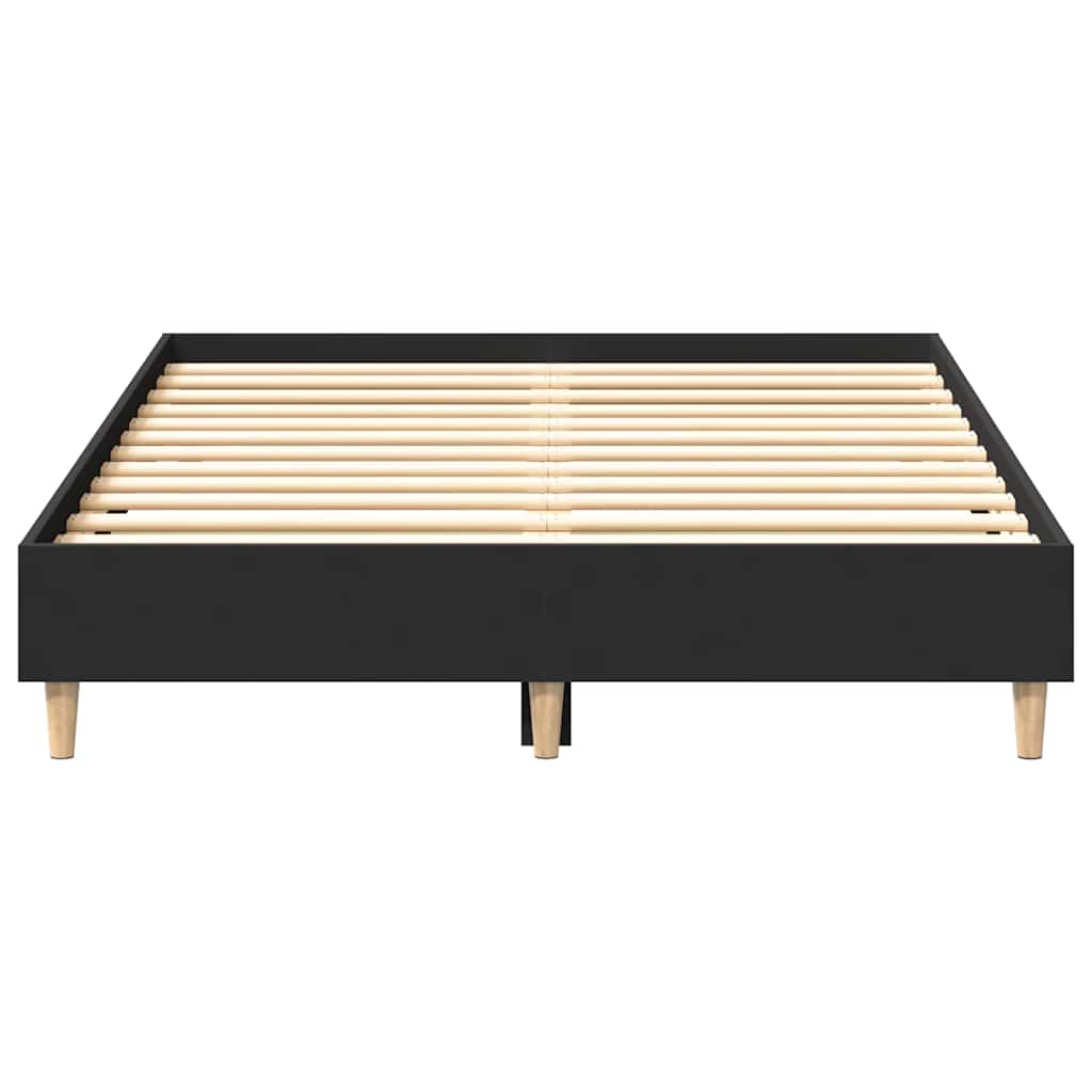 vidaXL Cadru de pat fără saltea, negru, 140x190 cm, lemn prelucrat
