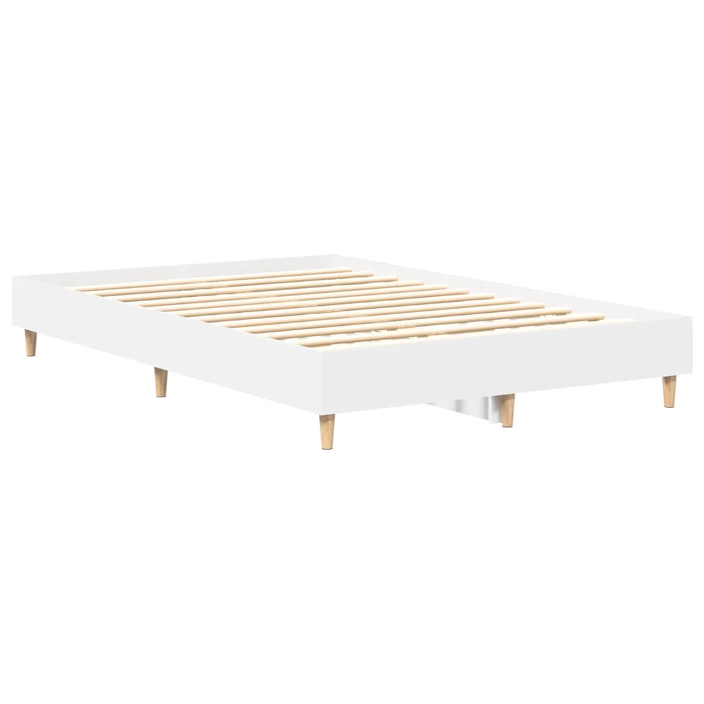 vidaXL Cadru de pat fără saltea, alb, 135x190 cm, lemn prelucrat vidaXL Cadru de pat fără saltea, alb, 135x190 cm, lemn prelucrat