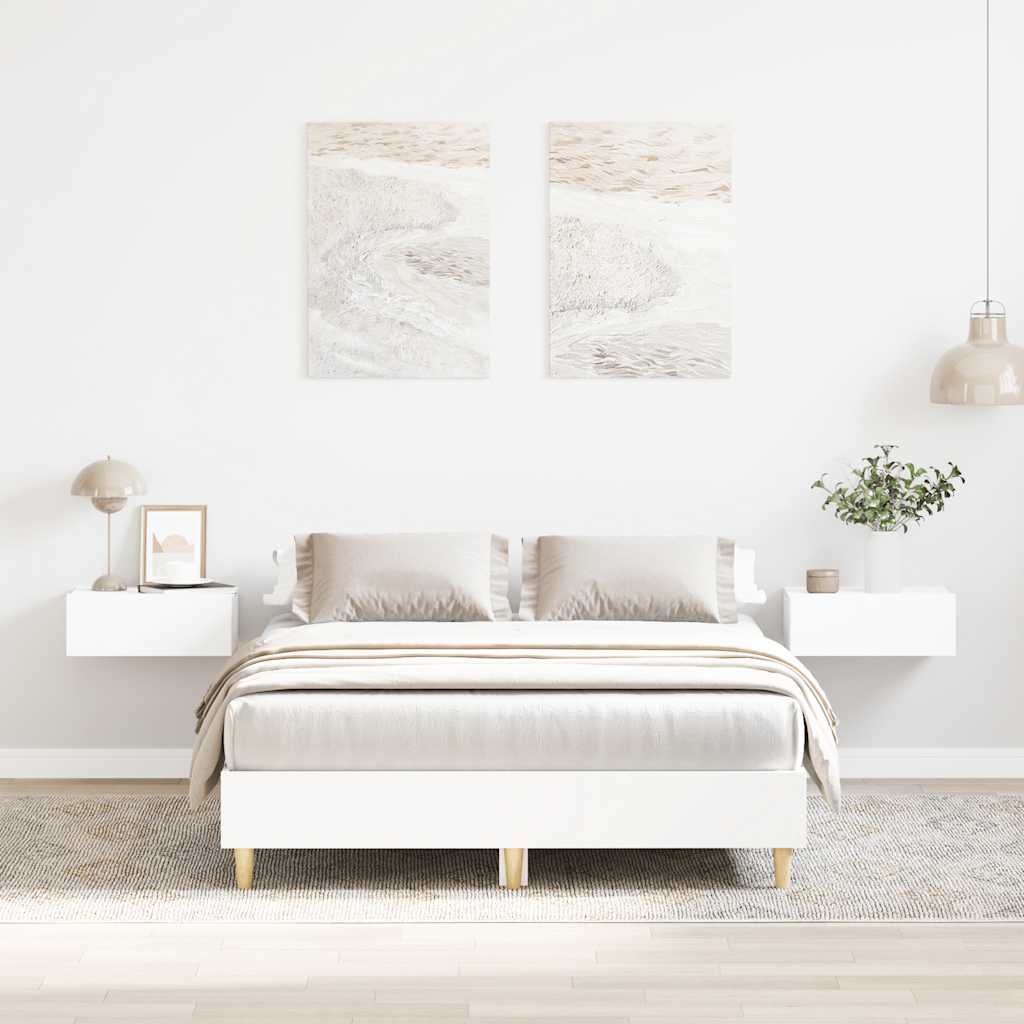 vidaXL Cadru de pat fără saltea, alb, 135x190 cm, lemn prelucrat vidaXL Cadru de pat fără saltea, alb, 135x190 cm, lemn prelucrat