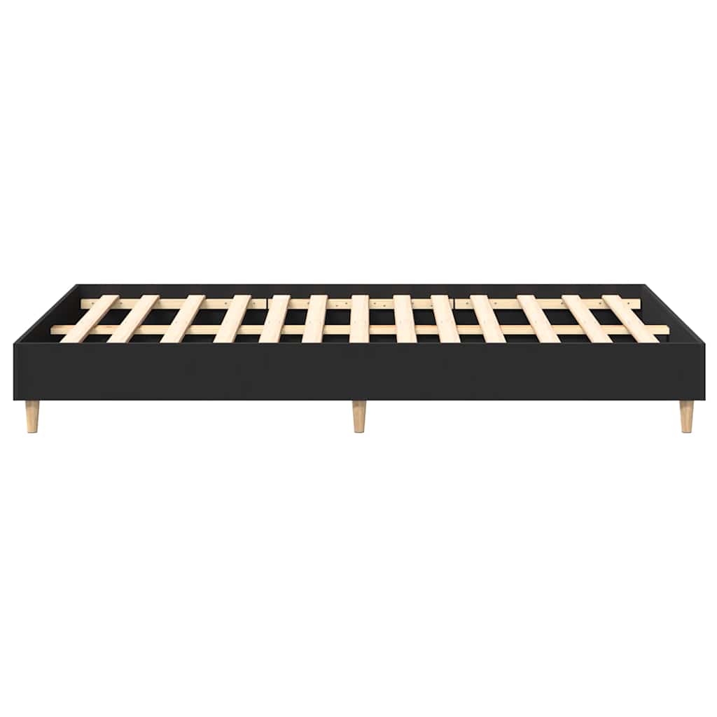 vidaXL Cadru de pat fără saltea, negru, 135x190 cm, lemn prelucrat