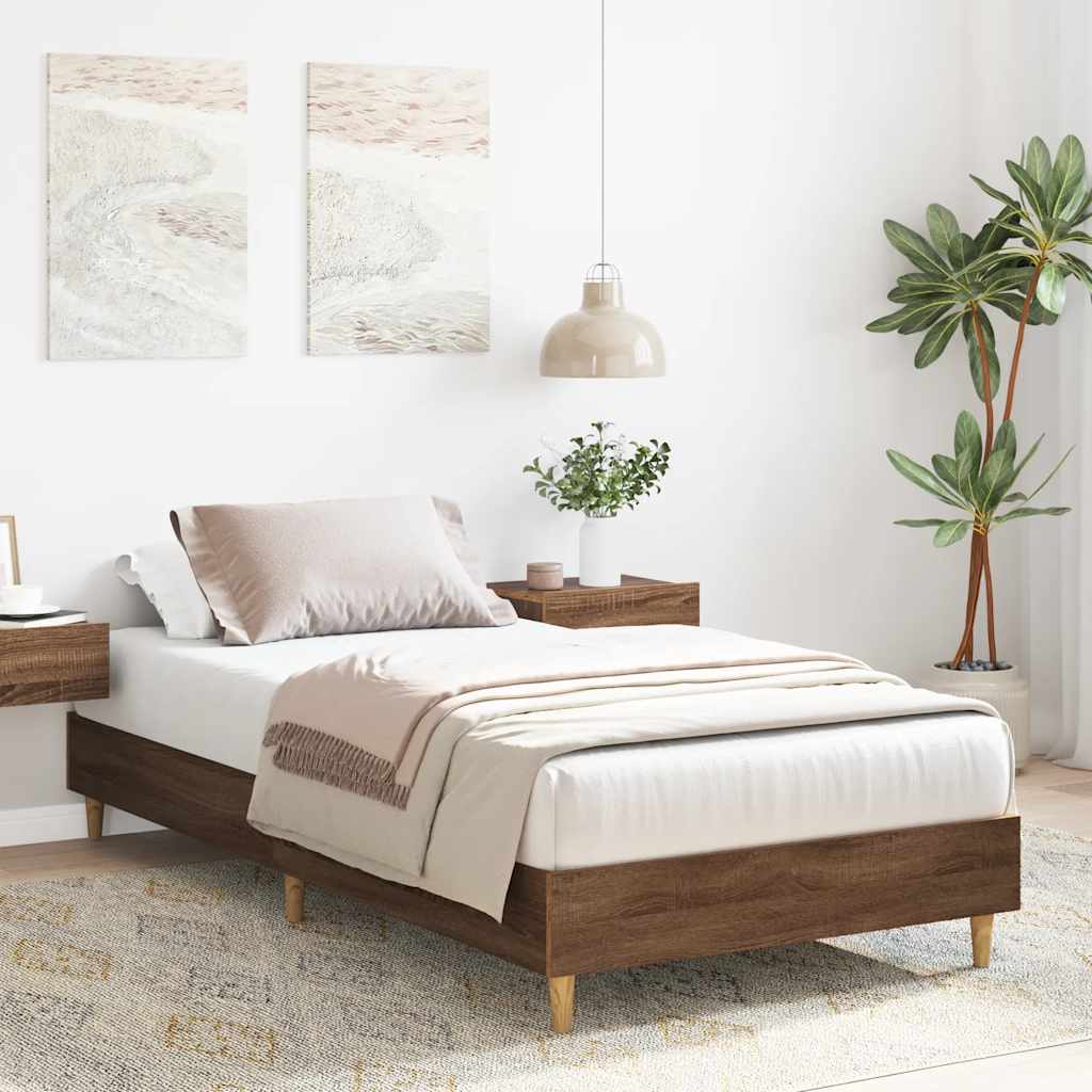 vidaXL Cadru de pat fără saltea Stejar maro 90x190 cm lemn prelucrat vidaXL Cadru de pat fără saltea Stejar maro 90x190 cm lemn prelucrat