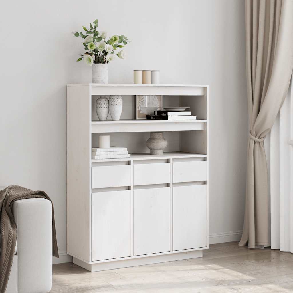 vidaXL Dulap înalt, alb, 89x34x116,5 cm, lemn masiv de pin vidaXL Dulap înalt, alb, 89x34x116,5 cm, lemn masiv de pin
