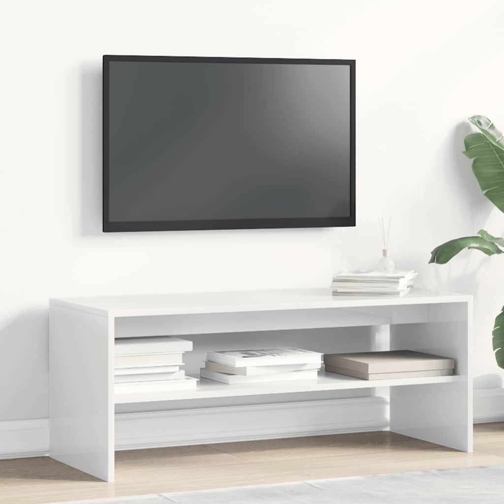 vidaXL Comodă TV, alb lucios, 100 x 40 x 40 cm, PAL