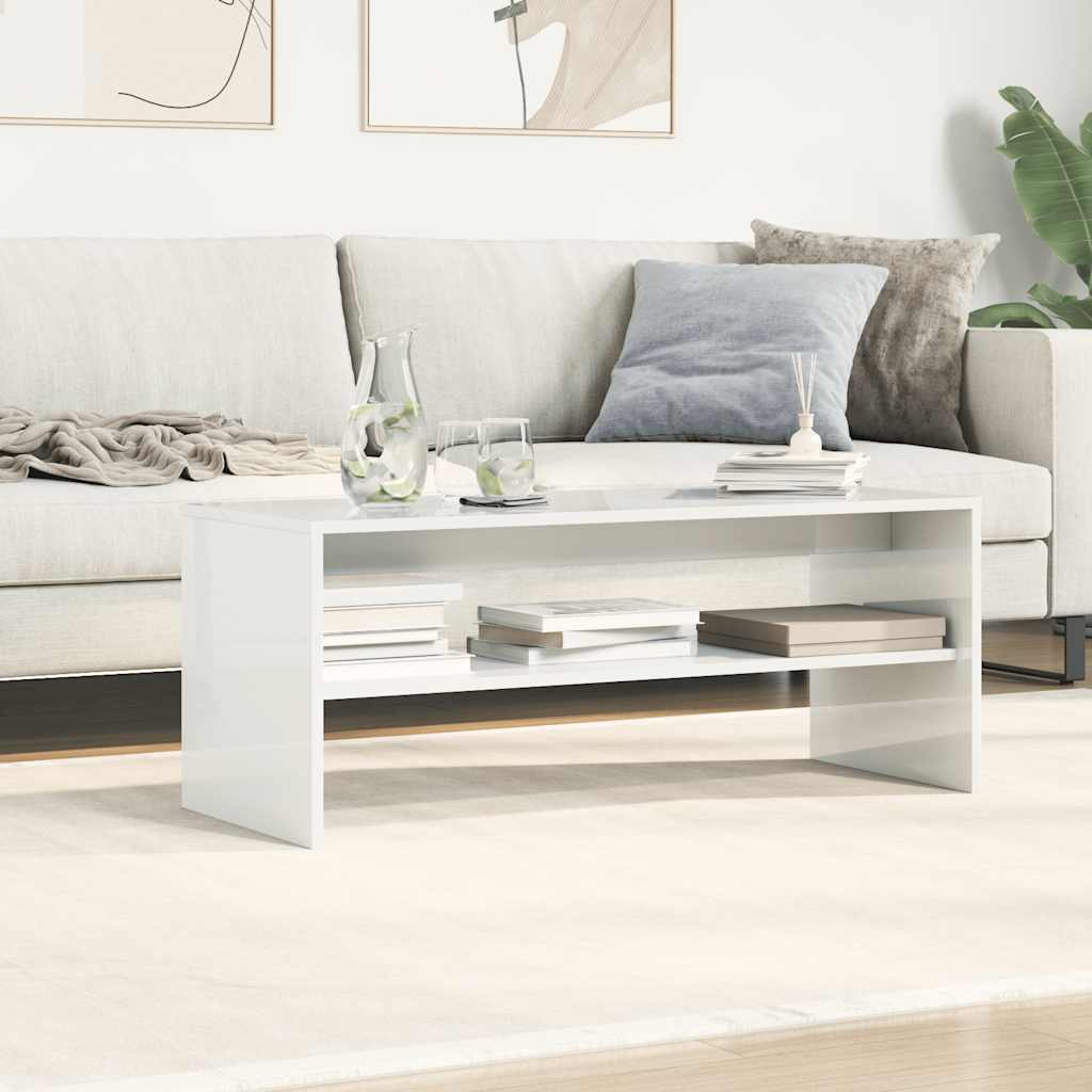 vidaXL Comodă TV, alb lucios, 100 x 40 x 40 cm, PAL
