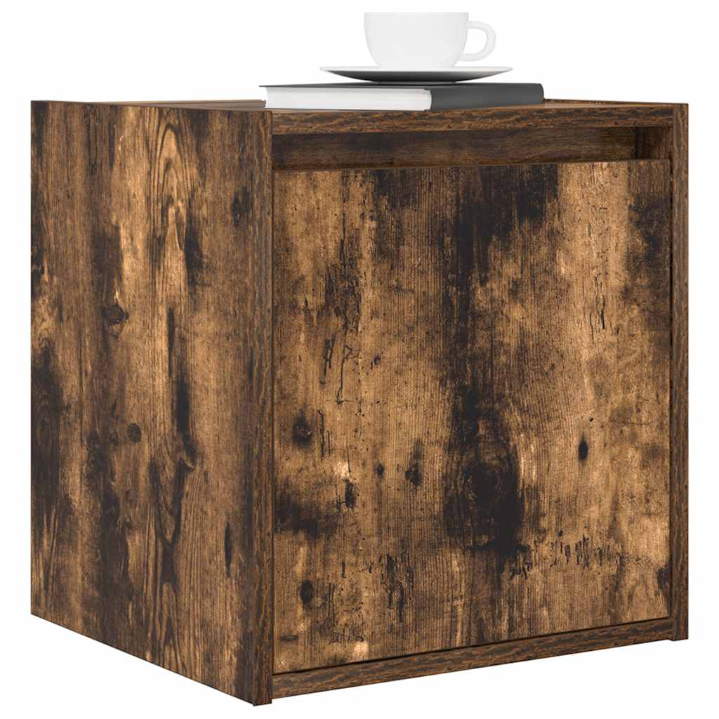 vidaXL Noptiera montata pe perete din stejar afumat 38x34x40 cm