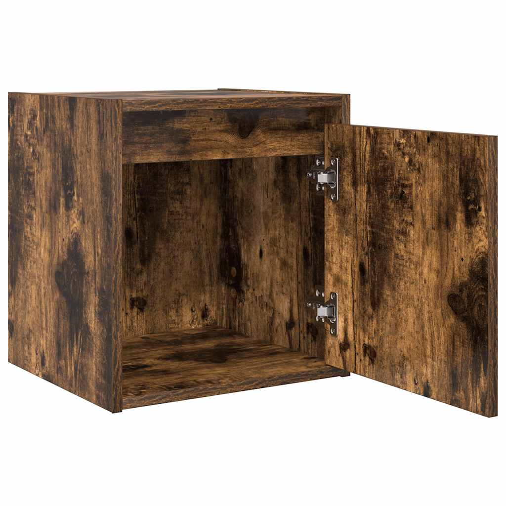 vidaXL Noptiera montata pe perete din stejar afumat 38x34x40 cm