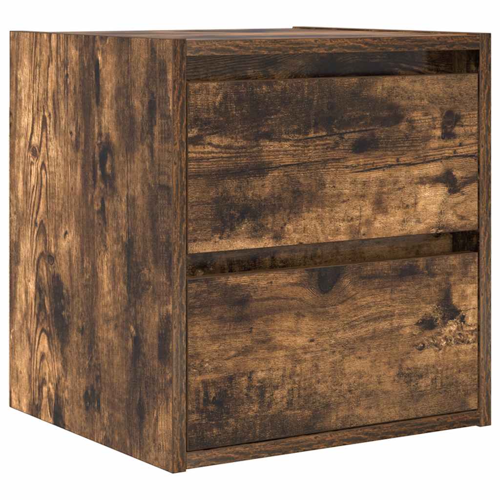 vidaXL Noptiera montata pe perete din stejar afumat 38x34x40 cm