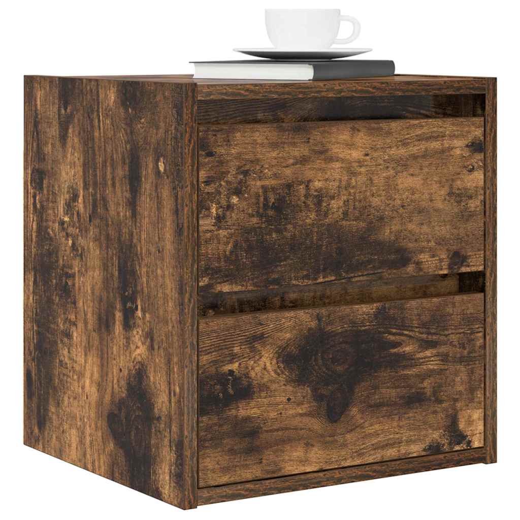 vidaXL Noptiera montata pe perete din stejar afumat 38x34x40 cm