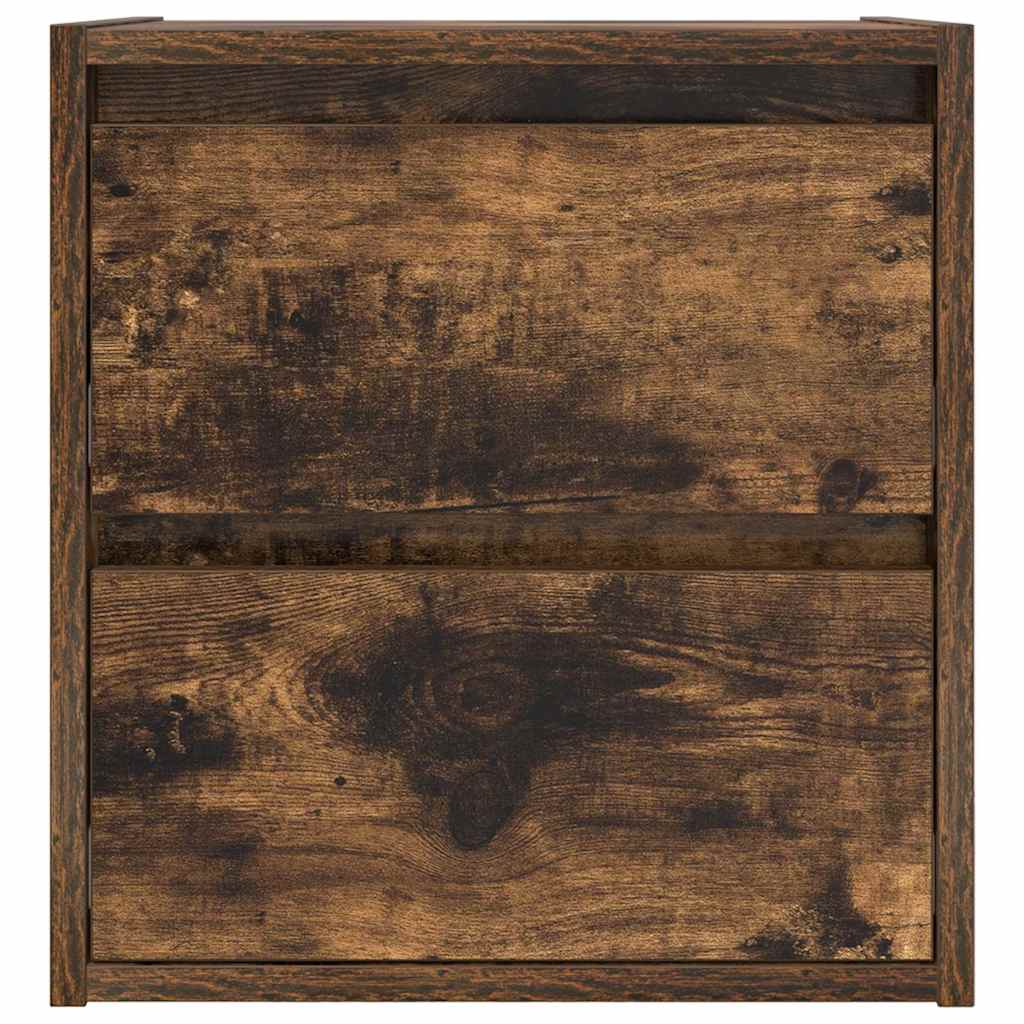 vidaXL Noptiera montata pe perete din stejar afumat 38x34x40 cm