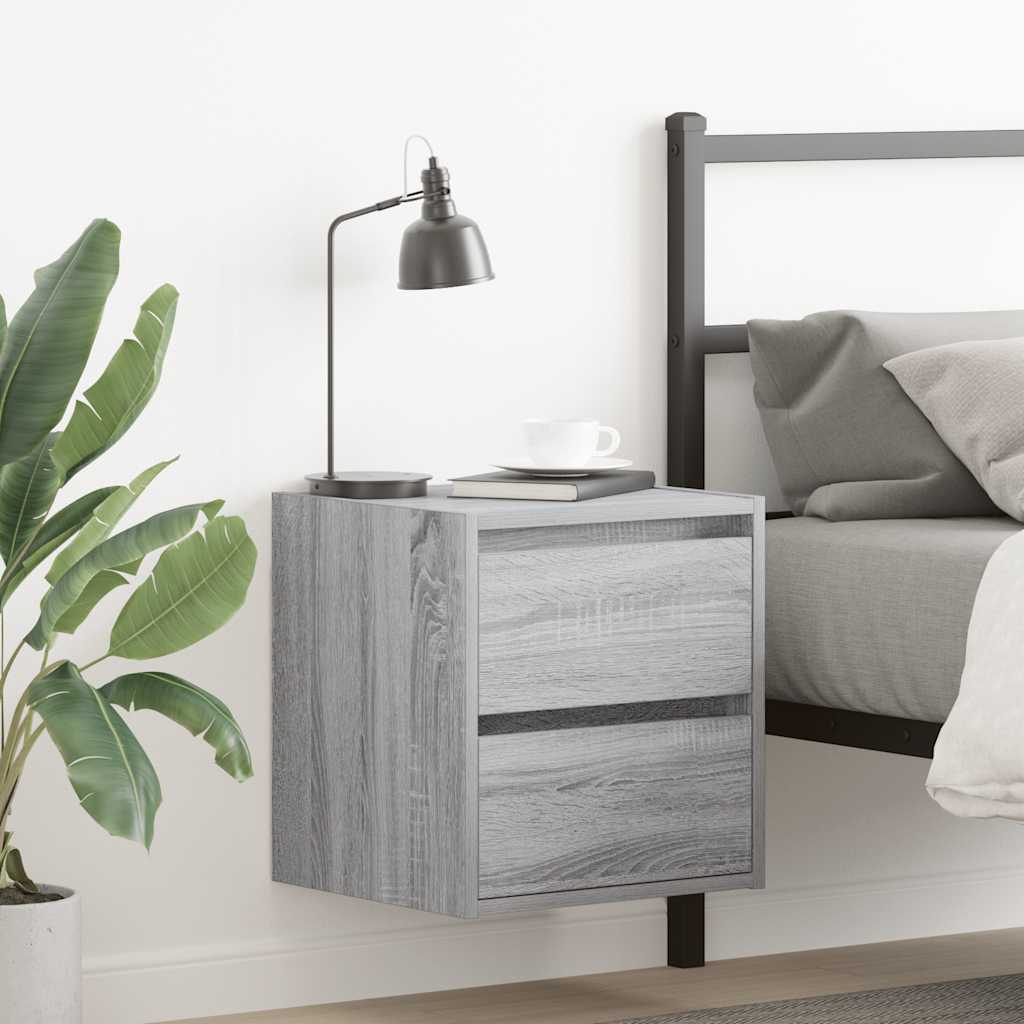 vidaXL Noptiere montate pe perete 2 buc Gri Sonoma 38x34x40 cm vidaXL Noptiere montate pe perete 2 buc Gri Sonoma 38x34x40 cm